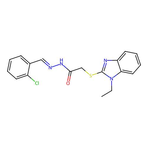 N'-[(E)-(2-chlorophenyl)methylidene]-2-[(1-ethyl-1H-benzimidazol-2-yl)sulfanyl]acetohydrazide structure