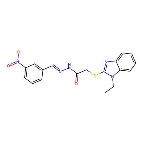 2-[(1-ethyl-1H-benzimidazol-2-yl)sulfanyl]-N'-[(E)-(3-nitrophenyl)methylidene]acetohydrazide structure