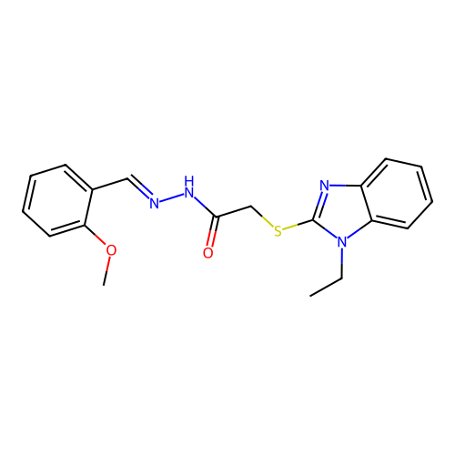 2-[(1-ethyl-1H-benzimidazol-2-yl)sulfanyl]-N'-[(E)-(2-methoxyphenyl)methylidene]acetohydrazide structure
