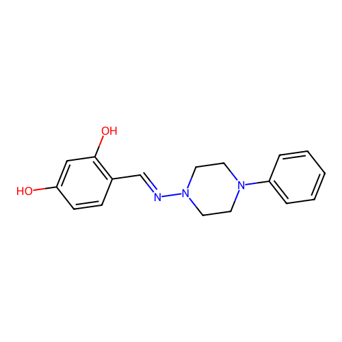 4-[(4-Phenylpiperazin-1-yl)iminomethyl]benzene-1,3-diol structure