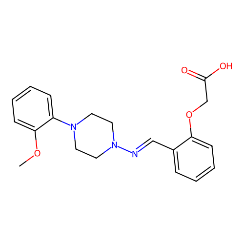 (E)-2-(2-(((4-(2-methoxyphenyl)piperazin-1-yl)imino)methyl)phenoxy)acetic acid structure