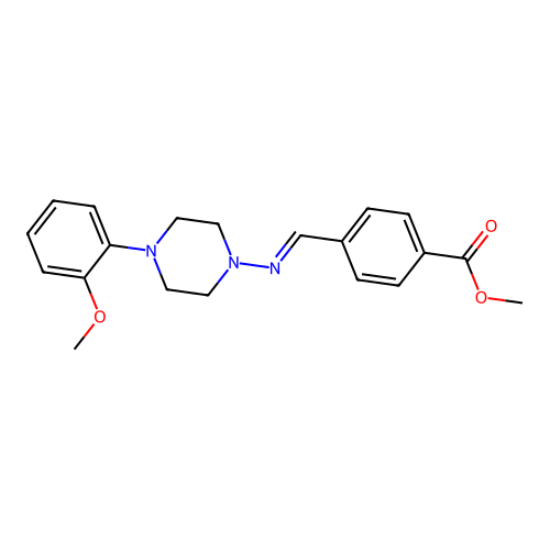 methyl 4-((E)-{[4-(2-methoxyphenyl)-1-piperazinyl]imino}methyl)benzoate structure