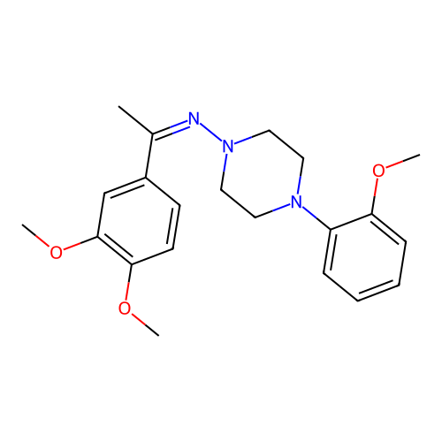 N-[(1Z)-1-(3,4-dimethoxyphenyl)ethylidene]-4-(2-methoxyphenyl)piperazin-1-amine structure