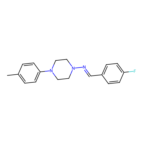 N-[(E)-(4-fluorophenyl)methylidene]-4-(4-methylphenyl)-1-piperazinamine structure