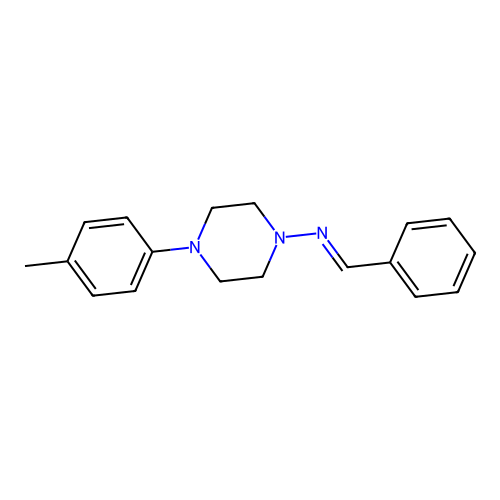 N-benzylidene-4-(4-methylphenyl)-1-piperazinamine structure