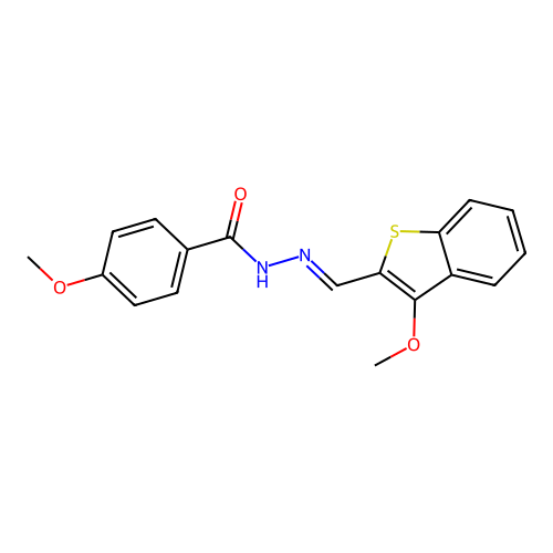4-methoxy-N'-[(E)-(3-methoxy-1-benzothiophen-2-yl)methylidene]benzohydrazide structure