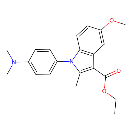 ethyl 1-[4-(dimethylamino)phenyl]-5-methoxy-2-methyl-1H-indole-3-carboxylate structure