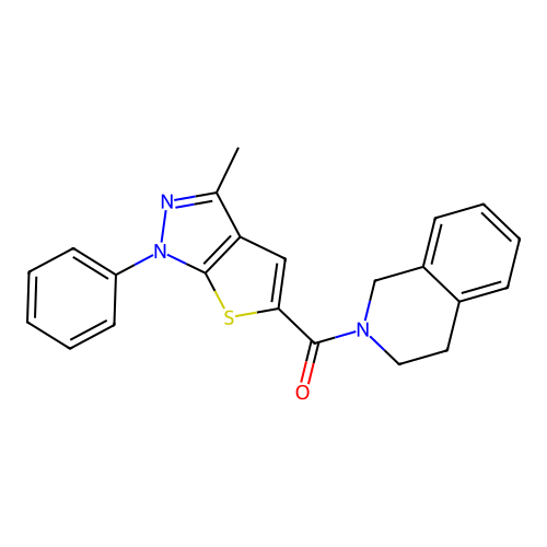 3,4-dihydro-1H-isoquinolin-2-yl-(3-methyl-1-phenylthieno[2,3-c]pyrazol-5-yl)methanone structure