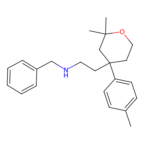 N-benzyl-2-(2,2-dimethyl-4-(p-tolyl)tetrahydro-2H-pyran-4-yl)ethanamine structure