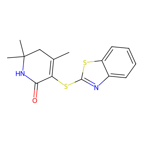 3-(1,3-benzothiazol-2-ylsulfanyl)-4,6,6-trimethyl-5,6-dihydropyridin-2(1H)-one structure