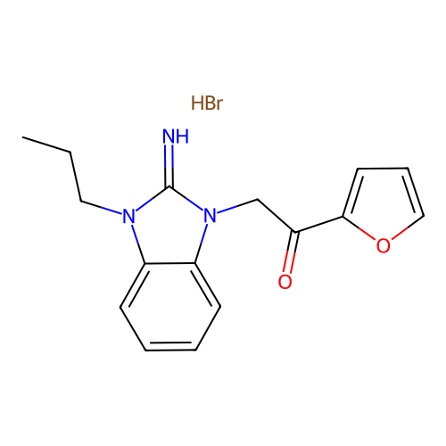 1-(Furan-2-yl)-2-(2-imino-3-propylbenzimidazol-1-yl)ethanone;hydrobromide structure