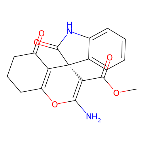 (S)-methyl 2-amino-2',5-dioxo-5,6,7,8-tetrahydrospiro[chromene-4,3'-indoline]-3-carboxylate structure