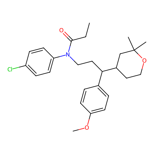 N-(4-chlorophenyl)-N-[3-(2,2-dimethyloxan-4-yl)-3-(4-methoxyphenyl)propyl]propanamide structure