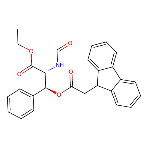 (2R,3S)-ethyl 3-(2-(9H-fluoren-9-yl)acetoxy)-2-formamido-3-phenylpropanoate structure