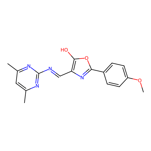 4-[(4,6-Dimethylpyrimidin-2-yl)iminomethyl]-2-(4-methoxyphenyl)-1,3-oxazol-5-ol structure