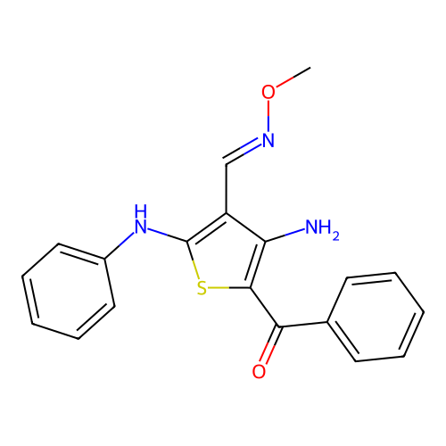 [3-Amino-5-anilino-4-(methoxyiminomethyl)thiophen-2-yl]-phenylmethanone structure