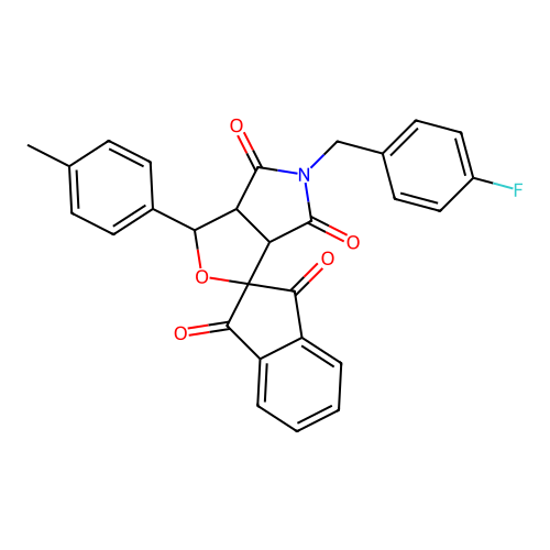 5-(4-fluorobenzyl)-3-(4-methylphenyl)-3a,6a-dihydrospiro[furo[3,4-c]pyrrole-1,2'-indene]-1',3',4,6(3H,5H)-tetrone structure