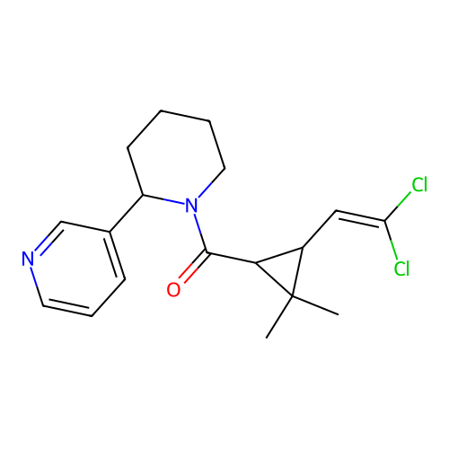 (3-(2,2-dichlorovinyl)-2,2-dimethylcyclopropyl)(2-(pyridin-3-yl)piperidin-1-yl)methanone structure