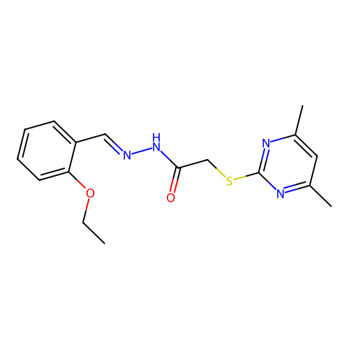 2-[(4,6-dimethylpyrimidin-2-yl)sulfanyl]-N'-[(E)-(2-ethoxyphenyl)methylidene]acetohydrazide structure