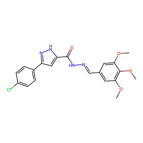 3-(4-chlorophenyl)-N'-[(E)-(3,4,5-trimethoxyphenyl)methylidene]-1H-pyrazole-5-carbohydrazide structure