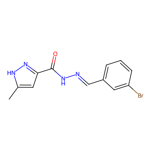 N'-[(E)-(3-bromophenyl)methylidene]-3-methyl-1H-pyrazole-5-carbohydrazide structure