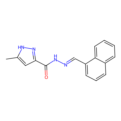3-methyl-N'-[(E)-1-naphthylmethylidene]-1H-pyrazole-5-carbohydrazide structure