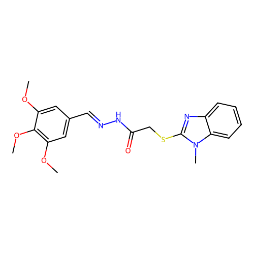 2-[(1-methyl-1H-benzimidazol-2-yl)sulfanyl]-N'-[(E)-(3,4,5-trimethoxyphenyl)methylidene]acetohydrazide structure