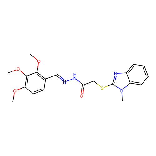 2-[(1-methyl-1H-benzimidazol-2-yl)sulfanyl]-N'-[(E)-(2,3,4-trimethoxyphenyl)methylidene]acetohydrazide structure
