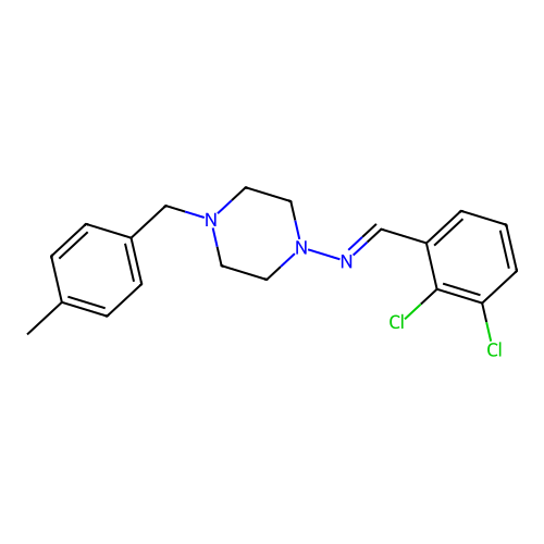 (E)-N-(2,3-dichlorobenzylidene)-4-(4-methylbenzyl)piperazin-1-amine structure