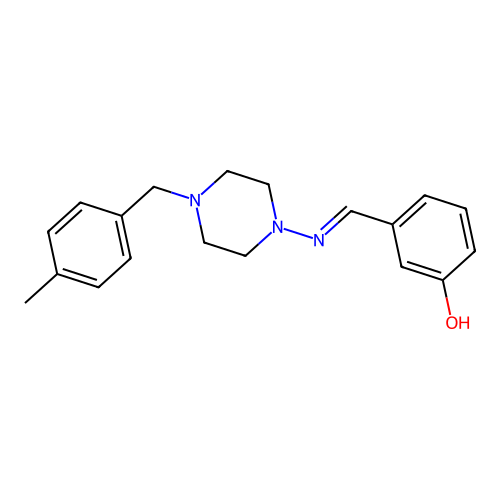 3-((E)-{[4-(4-methylbenzyl)-1-piperazinyl]imino}methyl)phenol structure