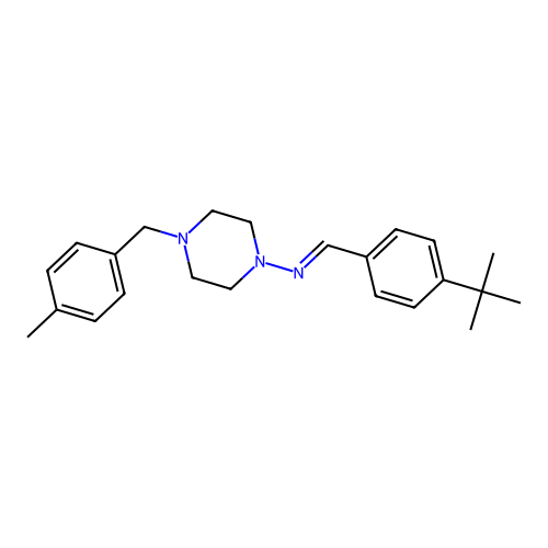 N-[(E)-(4-tert-butylphenyl)methylidene]-4-(4-methylbenzyl)piperazin-1-amine structure