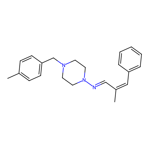 (E)-N-((Z)-2-methyl-3-phenylallylidene)-4-(4-methylbenzyl)piperazin-1-amine structure