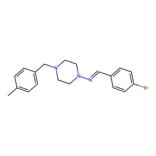 (E)-N-(4-bromobenzylidene)-4-(4-methylbenzyl)piperazin-1-amine structure