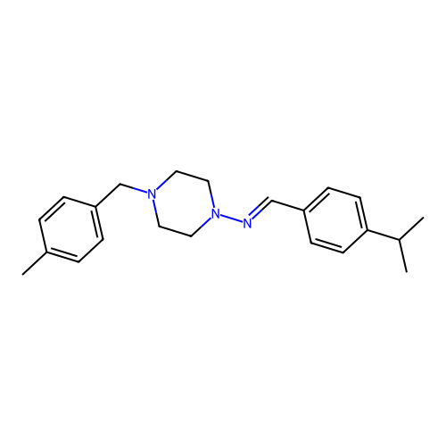 4-(4-methylbenzyl)-N-{(E)-[4-(propan-2-yl)phenyl]methylidene}piperazin-1-amine structure