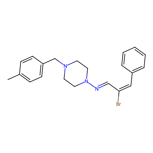 (E)-[(E)-2-bromo-3-phenyl-prop-2-enylidene]-[4-(4-methylbenzyl)piperazino]amine structure