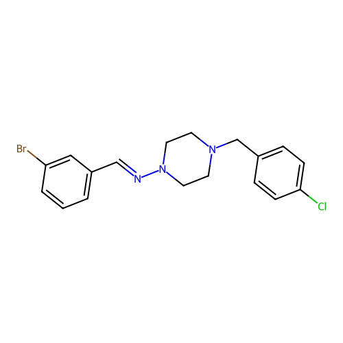 (E)-N-(3-bromobenzylidene)-4-(4-chlorobenzyl)piperazin-1-amine structure