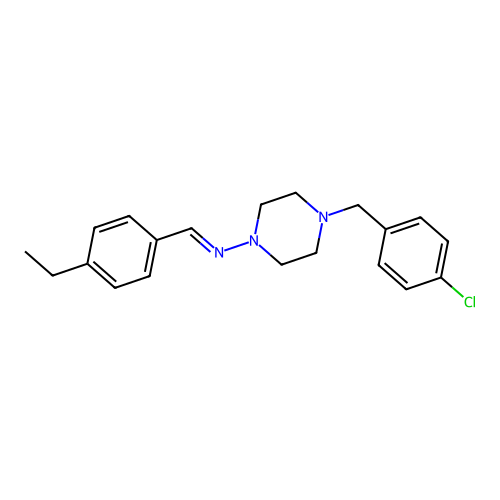 4-(4-chlorobenzyl)-N-[(E)-(4-ethylphenyl)methylidene]-1-piperazinamine structure