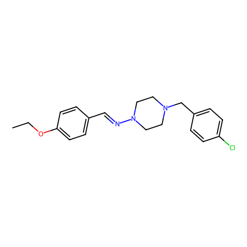 4-(4-chlorobenzyl)-N-[(E)-(4-ethoxyphenyl)methylidene]-1-piperazinamine structure