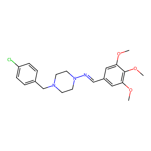 4-(4-chlorobenzyl)-N-[(E)-(3,4,5-trimethoxyphenyl)methylidene]-1-piperazinamine structure