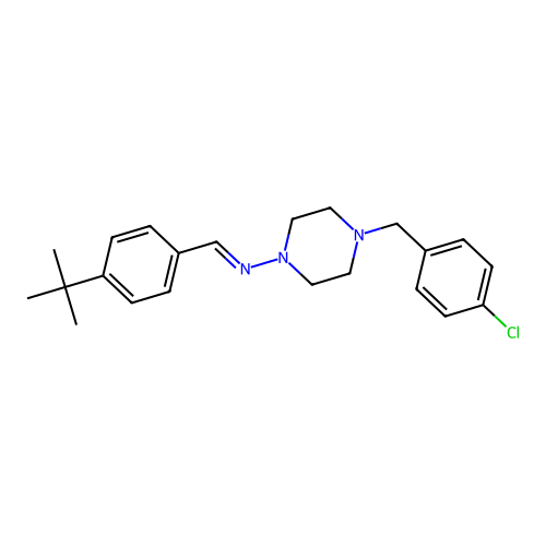 N-[(E)-(4-tert-butylphenyl)methylidene]-4-(4-chlorobenzyl)-1-piperazinamine structure