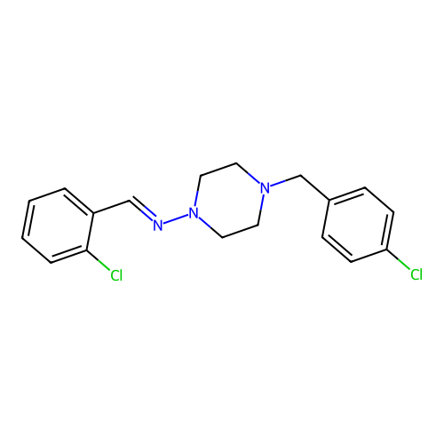 4-(4-Chlorobenzyl)-N-(2-chlorobenzylidene)-1-piperazinamine structure