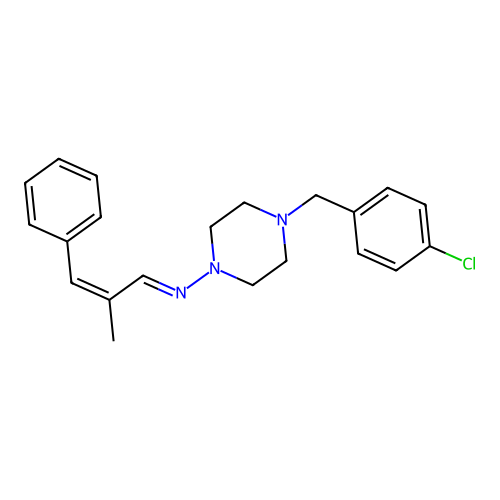 (E)-4-(4-chlorobenzyl)-N-((Z)-2-methyl-3-phenylallylidene)piperazin-1-amine structure