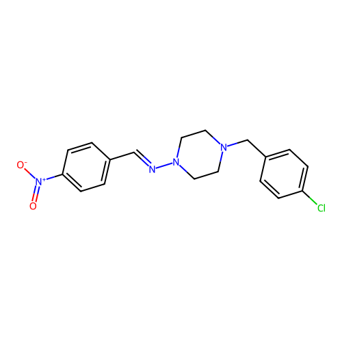 4-(4-Chlorobenzyl)-N-(4-nitrobenzylidene)-1-piperazinamine structure