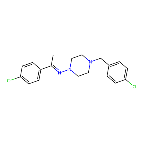 4-(4-chlorobenzyl)-N-[(E)-1-(4-chlorophenyl)ethylidene]-1-piperazinamine structure