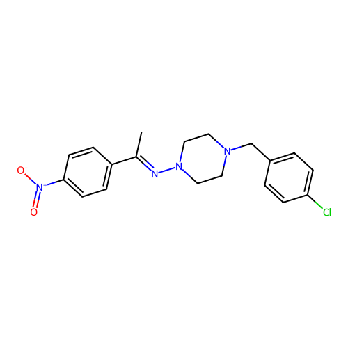 4-(4-chlorobenzyl)-N-[(E)-1-(4-nitrophenyl)ethylidene]-1-piperazinamine structure