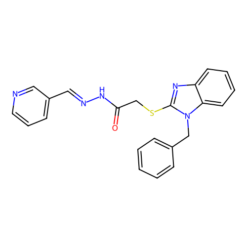 2-[(1-benzyl-1H-benzimidazol-2-yl)sulfanyl]-N'-[(E)-pyridin-3-ylmethylidene]acetohydrazide structure