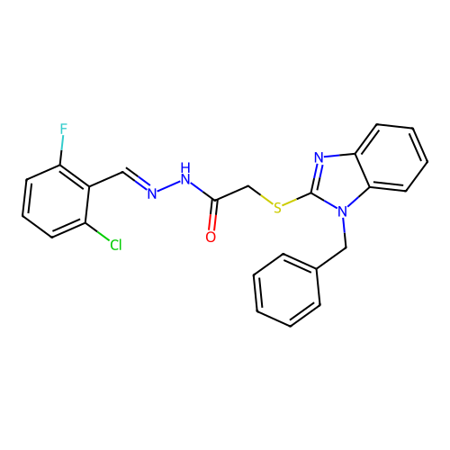 2-[(1-benzyl-1H-benzimidazol-2-yl)sulfanyl]-N'-[(E)-(2-chloro-6-fluorophenyl)methylidene]acetohydrazide structure