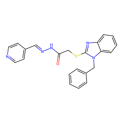2-[(1-benzyl-1H-benzimidazol-2-yl)sulfanyl]-N'-[(E)-pyridin-4-ylmethylidene]acetohydrazide structure