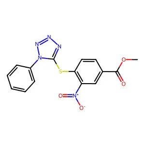 Methyl 3-nitro-4-((1-phenyl-1H-tetrazol-5-yl)thio)benzoate structure