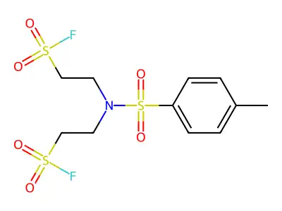 2-((2-Fluorosulfonyl-ethyl)-(toluene-4-sulfonyl)-amino)-ethanesulfonyl fluoride structure